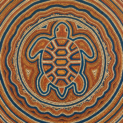 Abstract animal art showing a turtle built from rows of dots