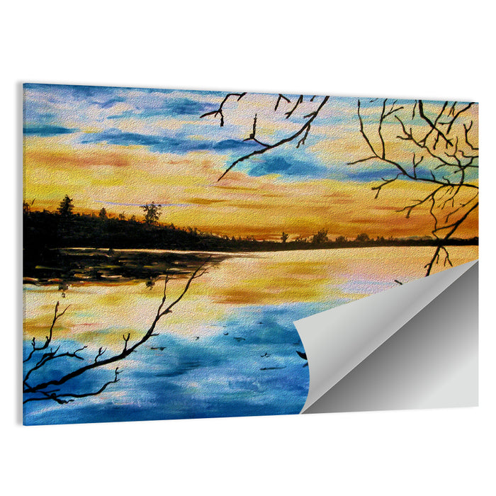Lovers in a Boat at Sunset Wall Art as a poster print