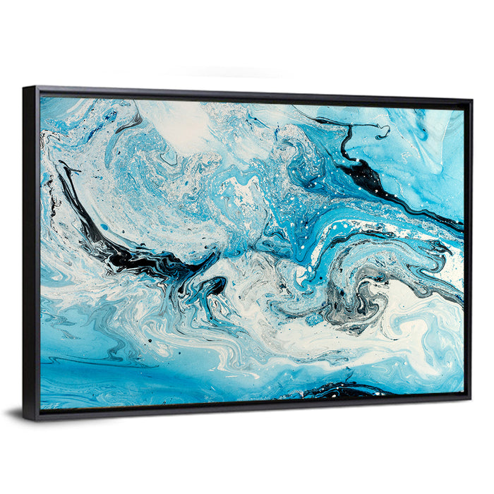 Marbled Ocean Swirl Wall Art as a framed canvas