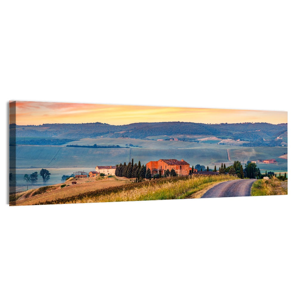 Tuscan Country Road Wall Art, canvas print, panoramic