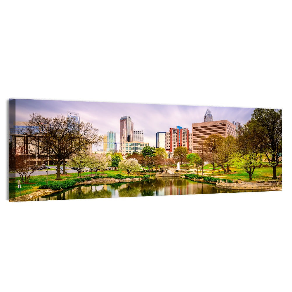 Charlotte Skyline at Marshall Park Wall Art, canvas print, panoramic