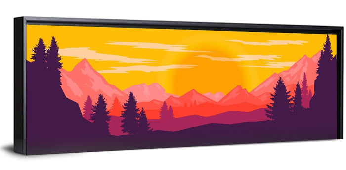 Crimson Peaks at Sunset Wall Art as a framed canvas
