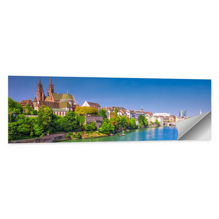 Basel Old City Riverside Wall Art as a poster print