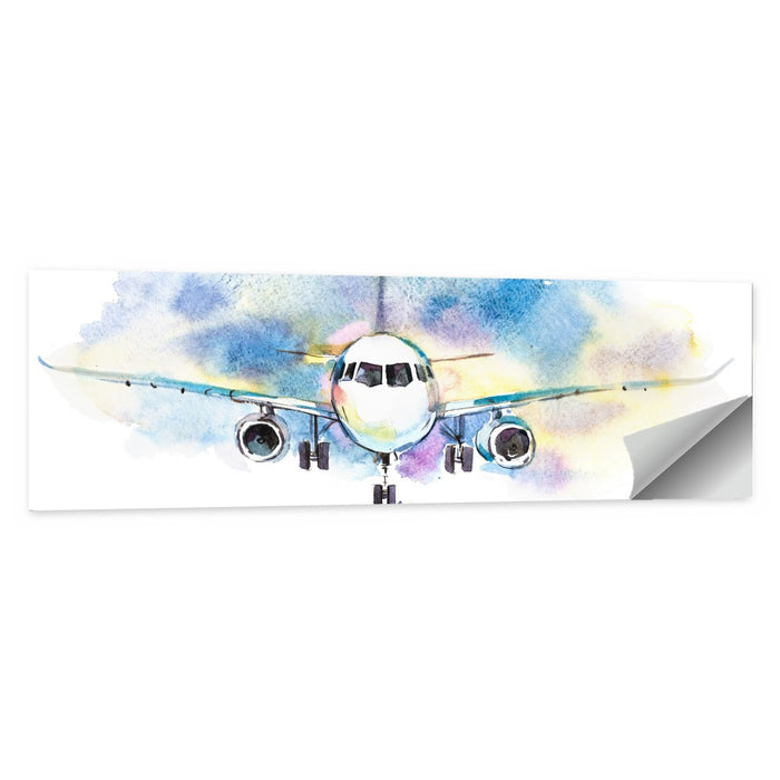Symmetrical Airplane Watercolor Sketch Wall Art as a poster print