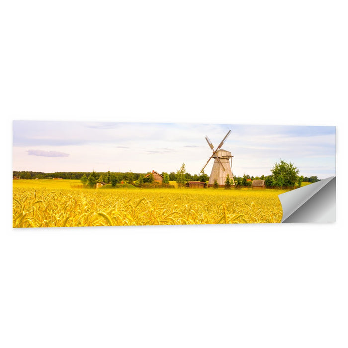 Dudutki Windmill in Golden Fields Wall Art as a poster print