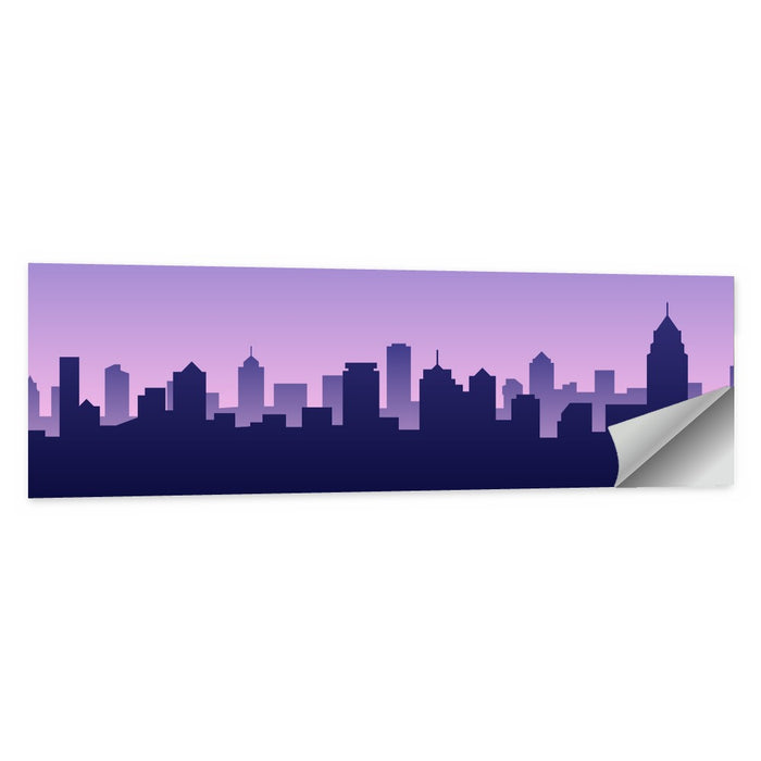 Purple American City Silhouette Wall Art as a poster print