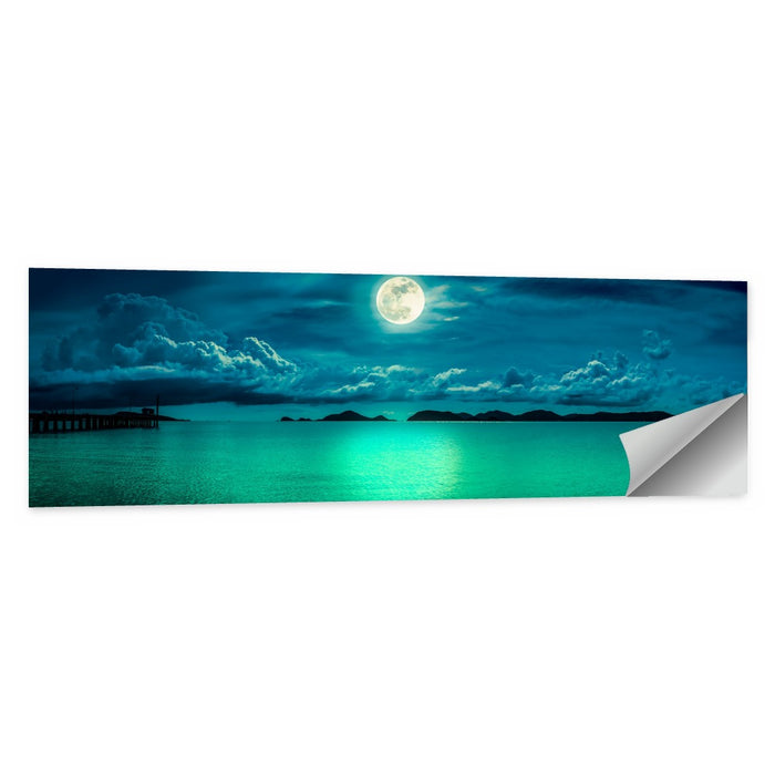 Moonlit Pier Seascape Wall Art as a poster print