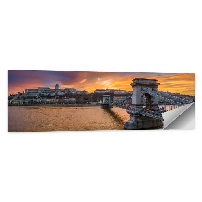 Budapest Chain Bridge at Golden Dusk Wall Art as a poster print