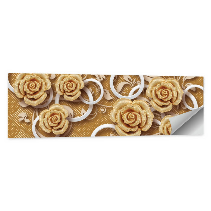 3d Golden Rose Floral Pattern Wall Art as a poster print