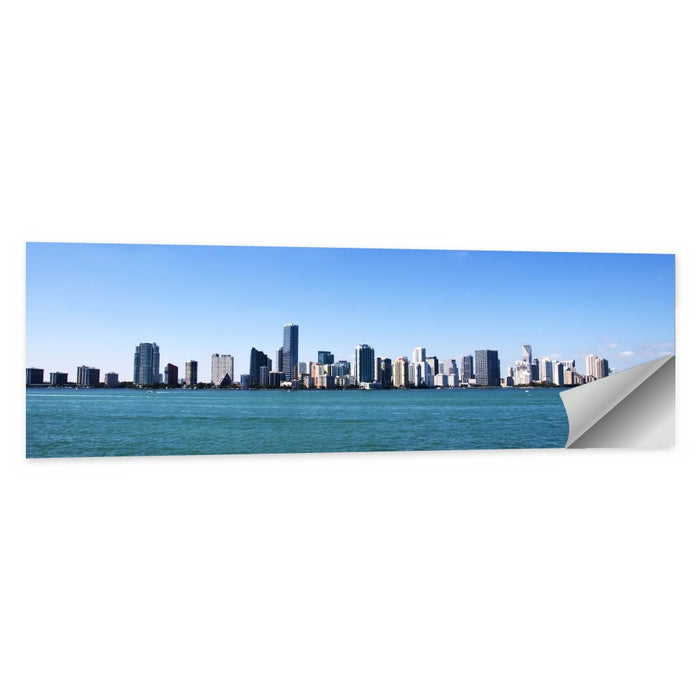 Miami Skyline Over Calm Blue Water Wall Art as a poster print