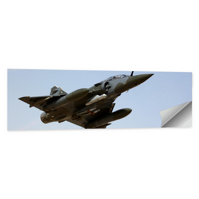 Camouflaged Fighter Jet in Flight Wall Art as a poster print
