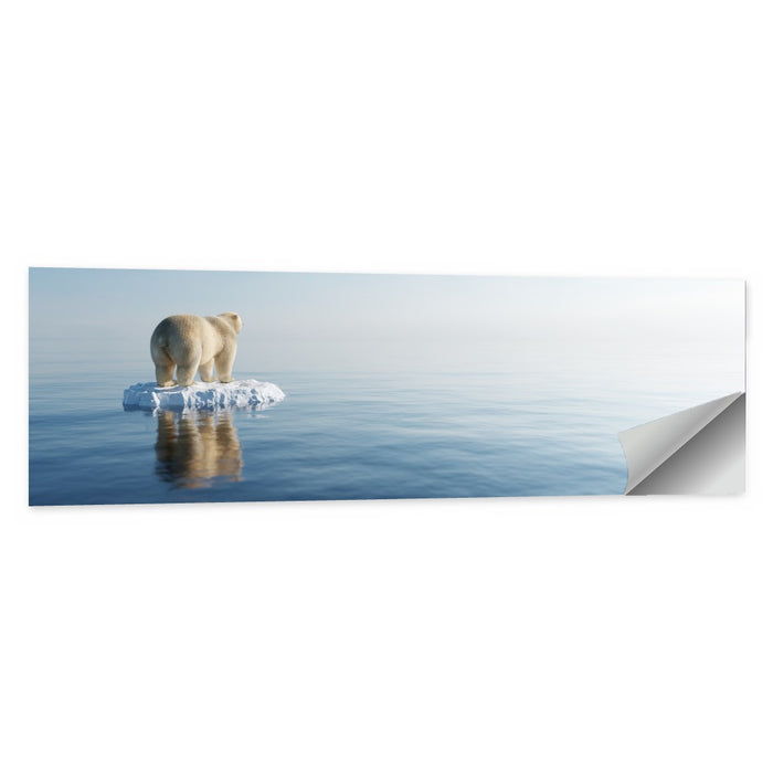 Lone Polar Bear on Ice Floe Wall Art as a poster print