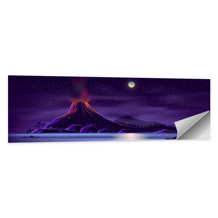 Erupting Volcano Nightscape Wall Art as a poster print
