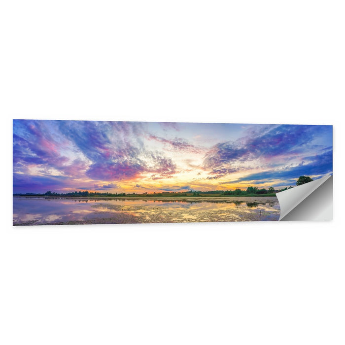 Golden Sunrise Over Lake Wall Art as a poster print