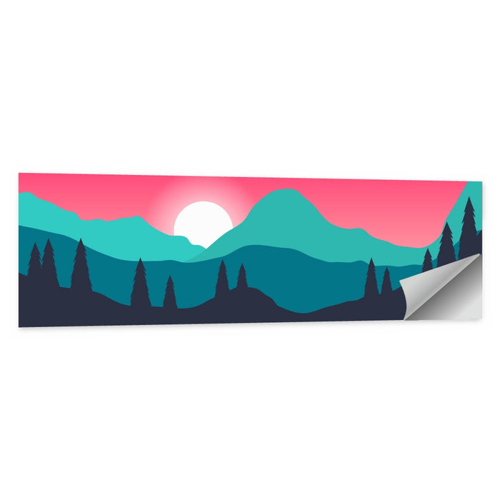 Turquoise and Pink Mountain Sunset Wall Art as a poster print