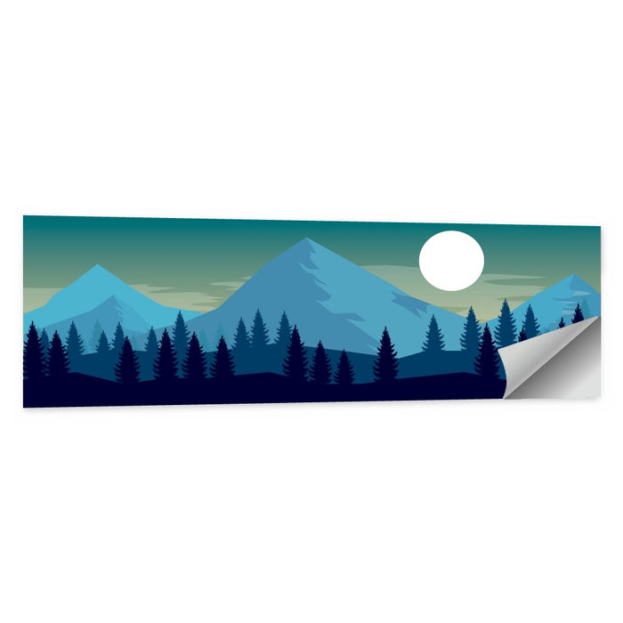 Moonlit Snowy Mountain Forest Wall Art as a poster print