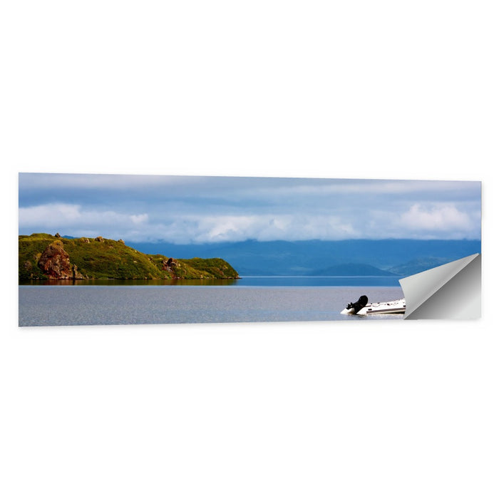 Kronotskое Lake with Boat Wall Art as a poster print