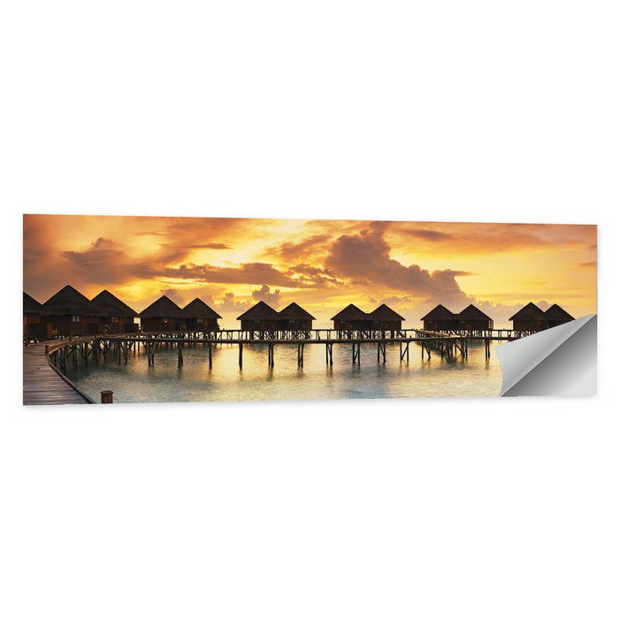 Golden Overwater Villas Wall Art as a poster print
