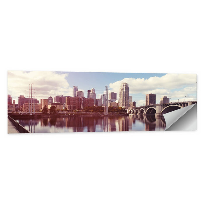 Minneapolis Skyline at Third Avenue Bridge Wall Art as a poster print