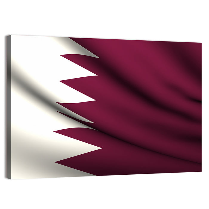 Waving Qatar Flag Wall Art as a canvas print