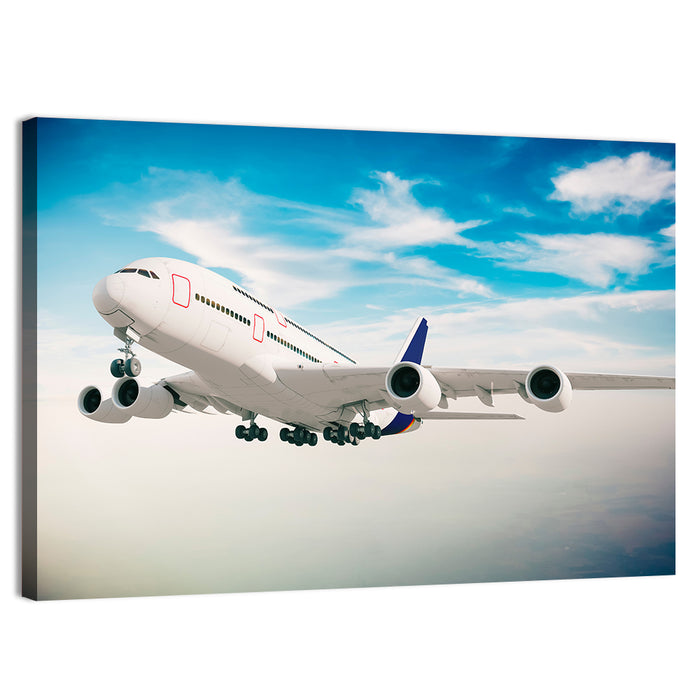 Four-engine Airliner in Flight Wall Art as a canvas print