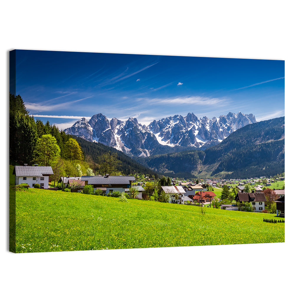 Gosau Village in Austrian Alps Wall Art, canvas print, landscape
