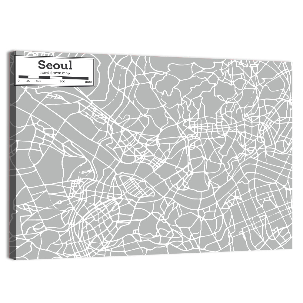 Seoul Street Map Wall Art, canvas print, landscape