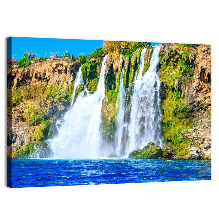 Duden Waterfalls Cliffside, Antalya Wall Art as a canvas print