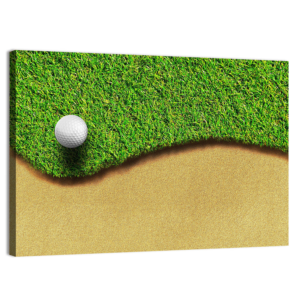 Golf Ball on Bunker Edge Wall Art, canvas print, landscape