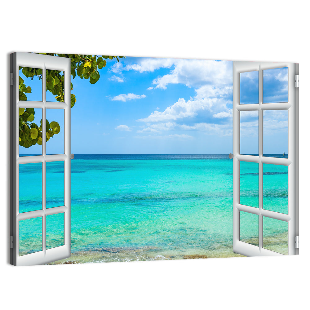 Dominican Republic Window Seascape Wall Art, canvas print, landscape