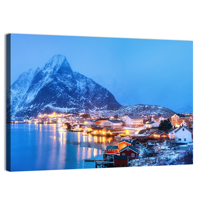 Reine Harbor at Twilight Wall Art as a canvas print