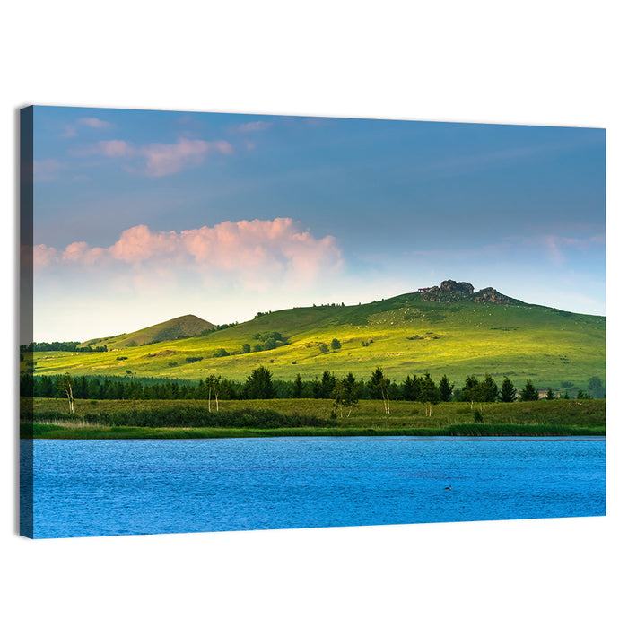 Hongsong Lake with Mountain Peak Wall Art as a canvas print