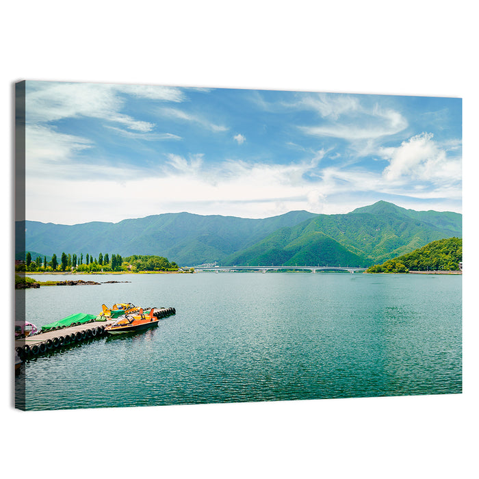 Lake Kawaguchi Mountain View Wall Art as a canvas print