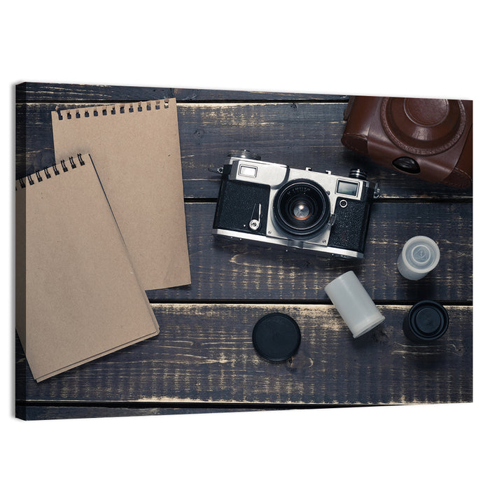 Vintage Rangefinder Camera Still Life Wall Art as a canvas print