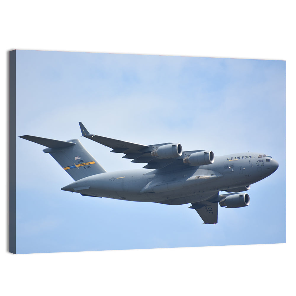 C-17 Globemaster Iii England Airshow Blue Sky Wall Art, canvas print, landscape