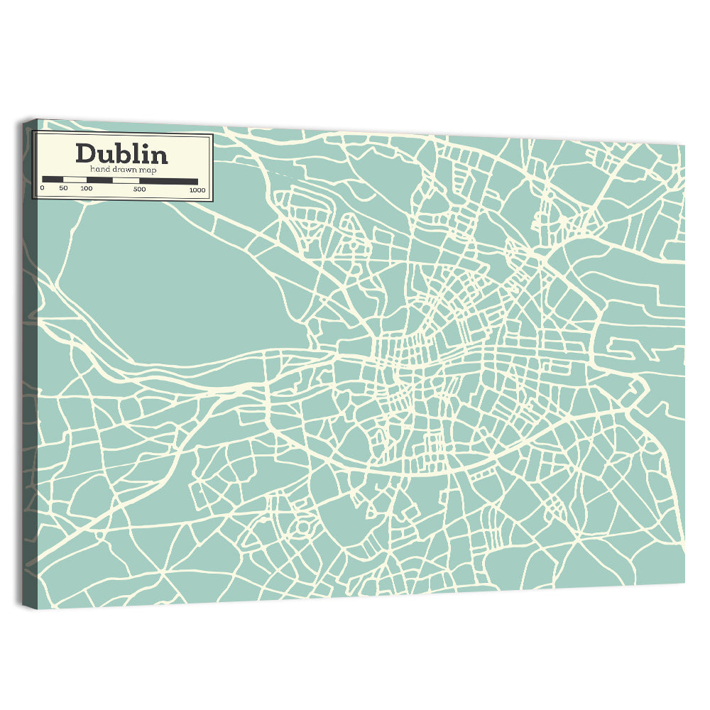 Dublin Street Grid Map Wall Art, canvas print, landscape
