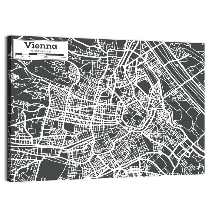 Vienna Street Map Wall Art as a canvas print