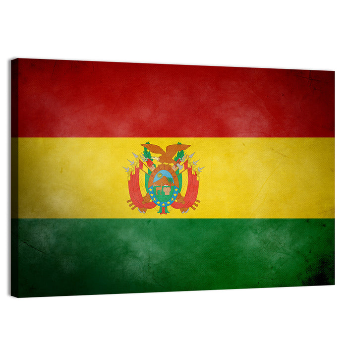 Vintage Bolivian Flag with Coat of Arms Wall Art as a canvas print