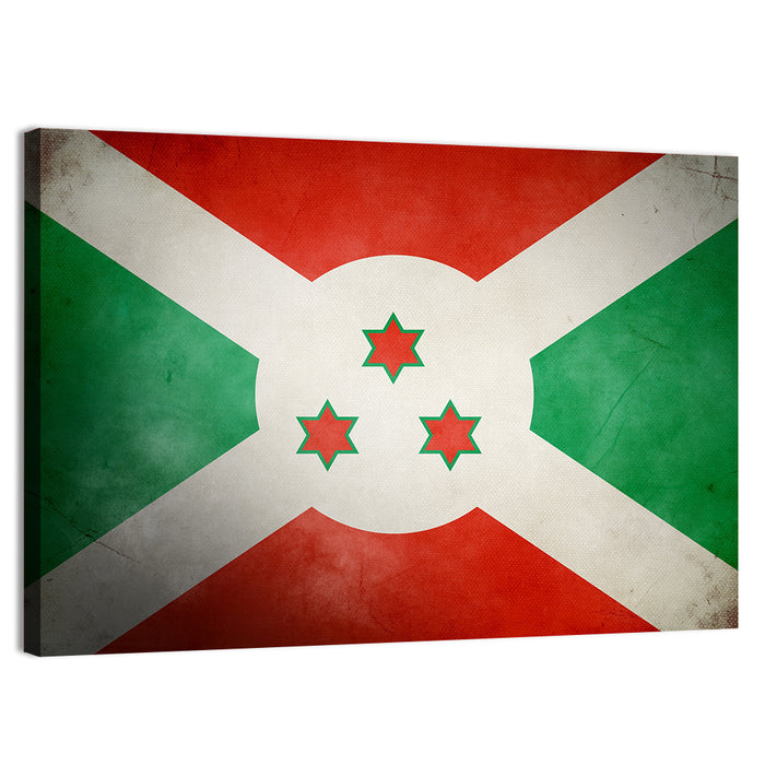 Vintage Burundi Flag Wall Art as a canvas print