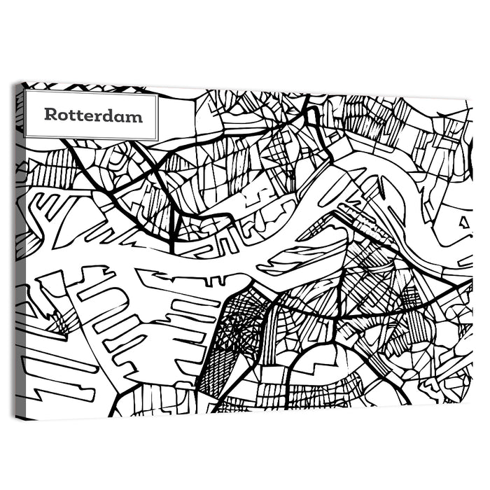 Rotterdam City Map Wall Art as a canvas print
