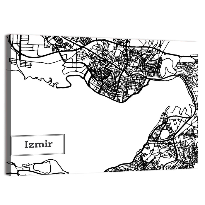 Izmir Coastal Map Wall Art as a canvas print