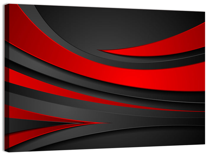 Layered Wavy Forms in Red and Black Wall Art as a canvas print