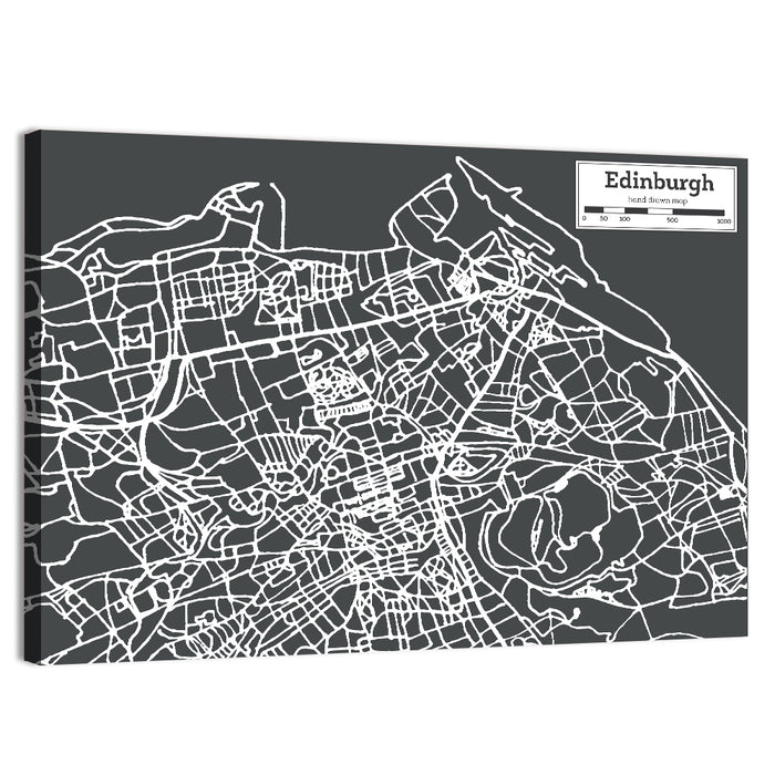 Edinburgh Minimalist City Map Wall Art as a canvas print