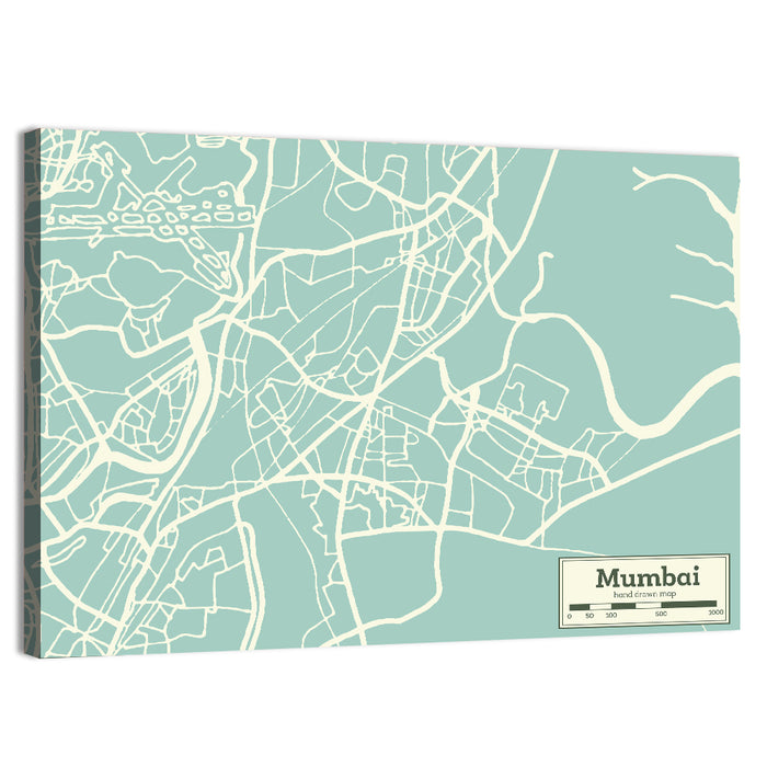 Mumbai Minimalist City Map Wall Art as a canvas print