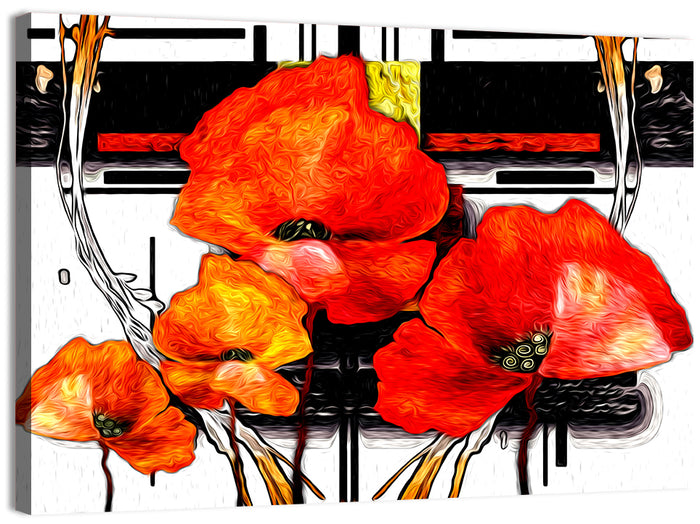 Poppy Closeup Abstract Wall Art as a canvas print