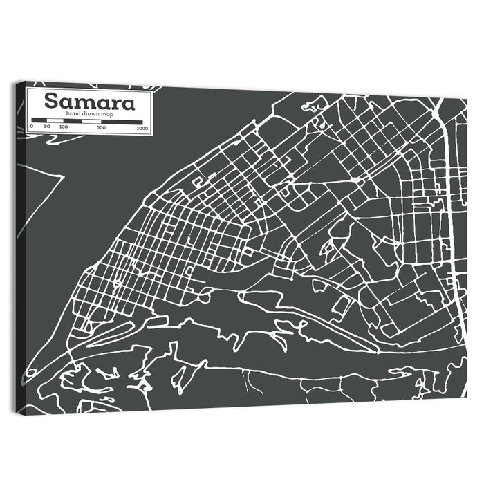 Samara Aerial Map Wall Art as a canvas print