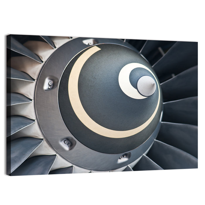 Jet Engine Turbine Spinner Close-up Wall Art as a canvas print