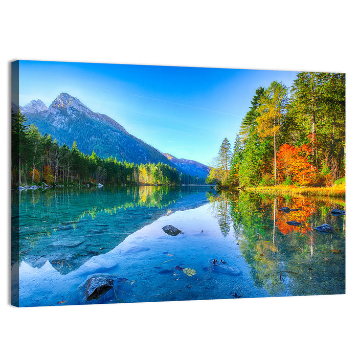 Hintersee Autumn Reflection Wall Art as a canvas print