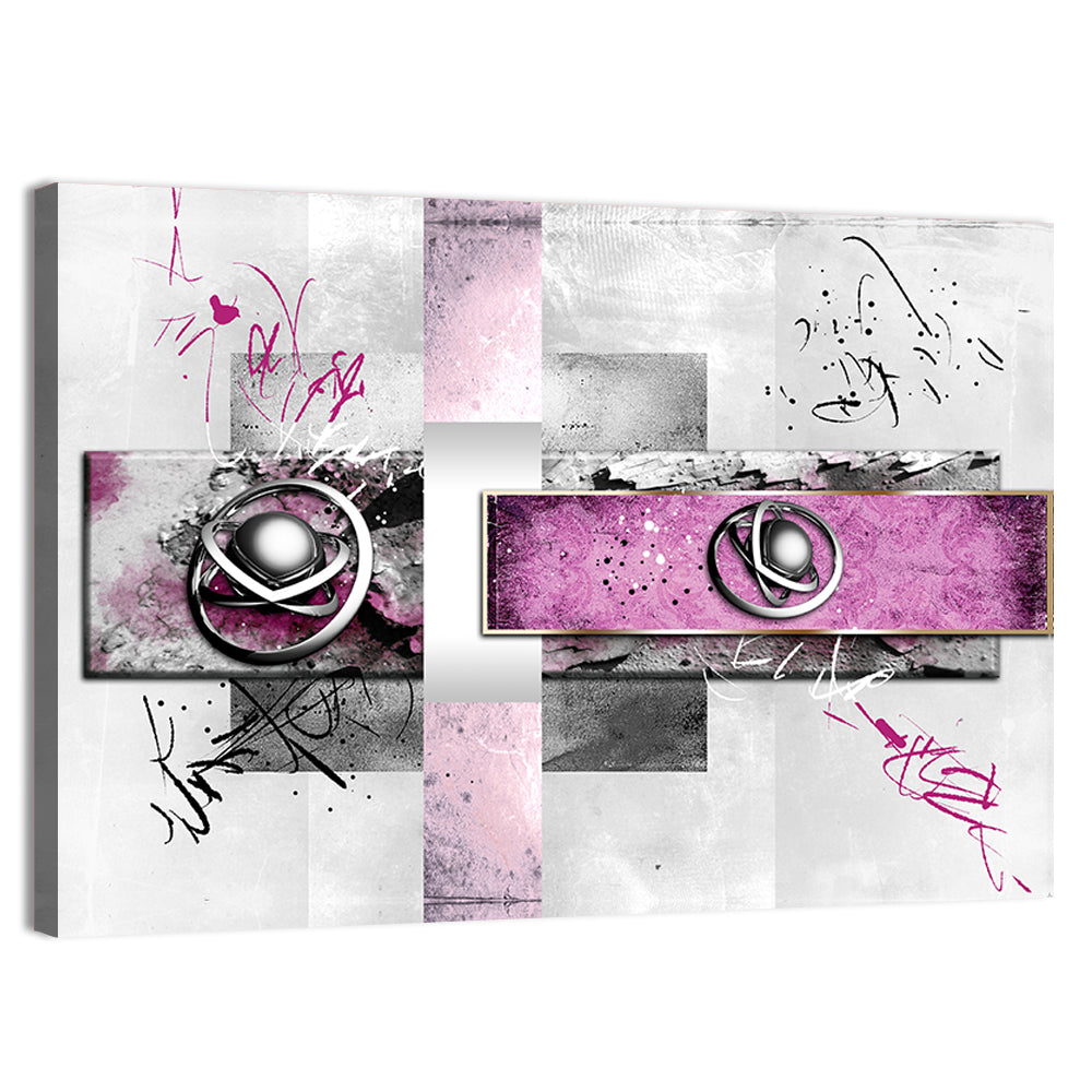 Magenta Orbital Spheres Wall Art, canvas print, landscape