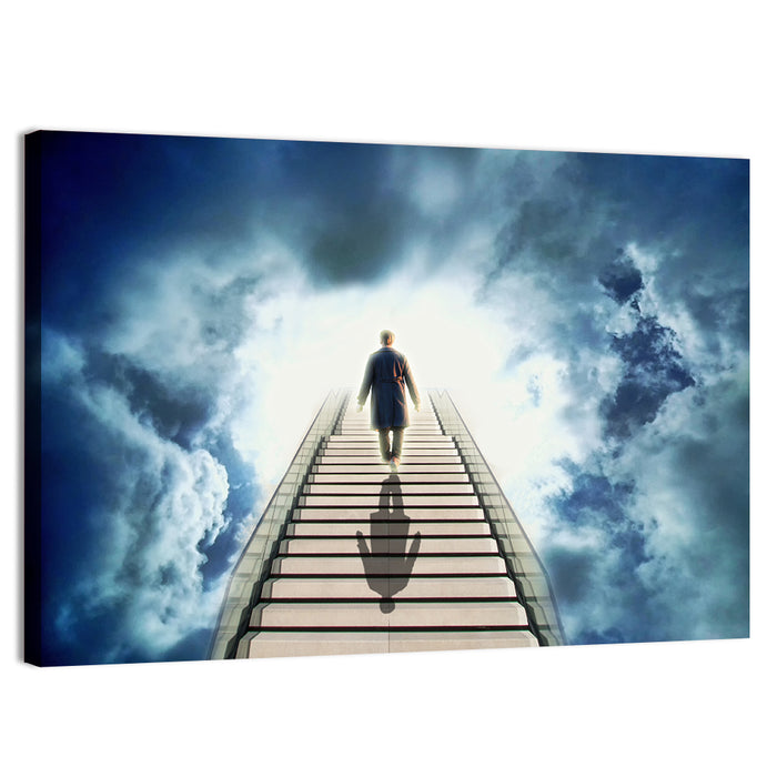 Man Ascending Toward Light Wall Art as a canvas print